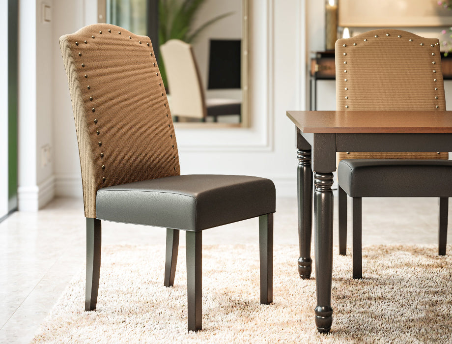 Zach Dining Chair (Waffle Dark Beige & Black)