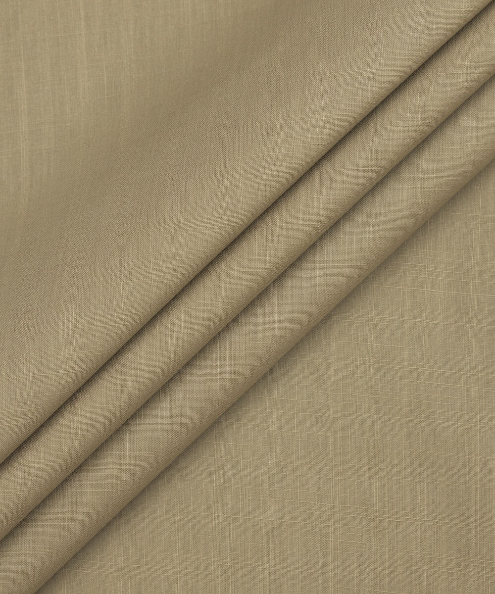 Men's Unstitched Two-Piece Khaki Premium Slub Cotton Suit view 1